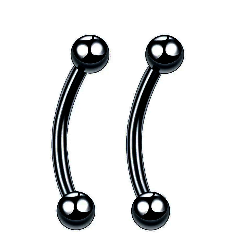 Пирсинг в бровь / в пупок "Микробанан" мужской/женский, черный (6мм, 2 штуки)