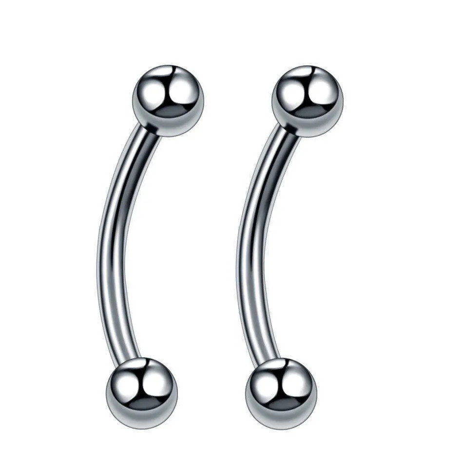 Пирсинг в бровь / в пупок "Микробанан" мужской/женский, серебристый (12мм, 2 штуки)/Overmay