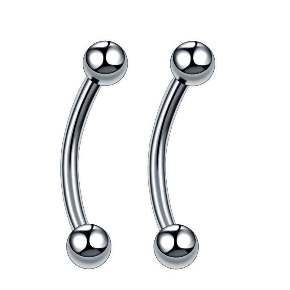 Пирсинг в бровь / в пупок "Микробанан" мужской/женский, серебристый (10мм, 2 штуки)/Overmay