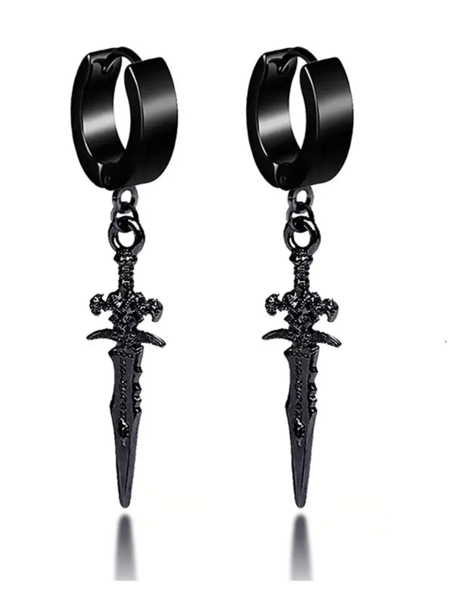 Длинные серьги кольца из стали лезвия, сережки конго лезвие