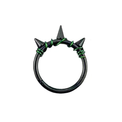 Кольцо-кликер с шипами для пирсинга уха, черный