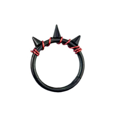 Кольцо-кликер с шипами для пирсинга уха, черный